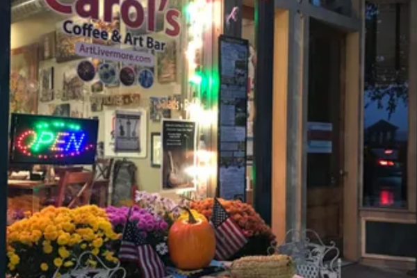 Outside of Carol's Coffee and Art Bar in Owego NY