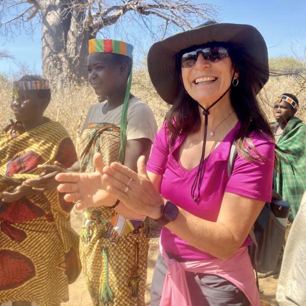 Deb French dancing in Africa