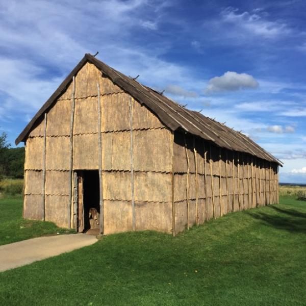 The replica of a 17th century longhouse at Ganondagan State Historic Site 