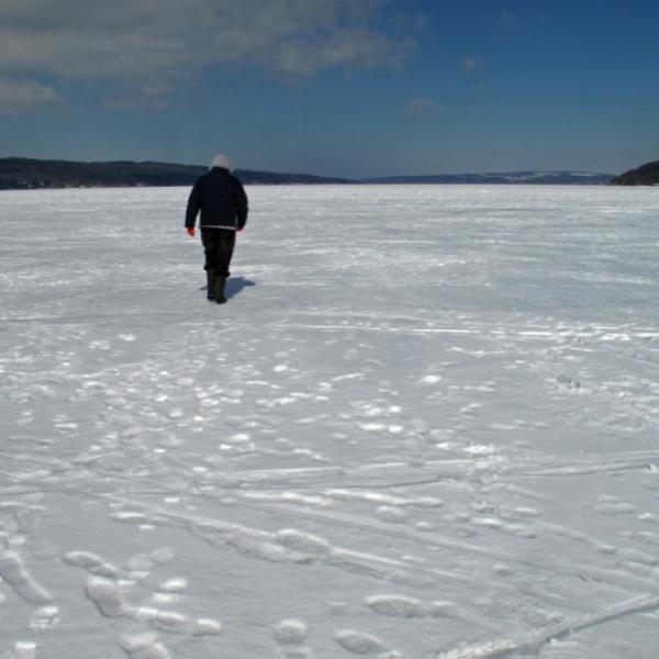 Walking on water on Cayuga Lake, Ithaca