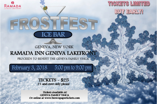 snowflake with blue outline, text with event details