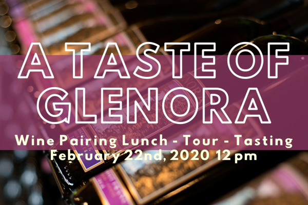 Hero Image for A Taste of Glenora, featuring a bottle shot of rich reds. Includes event pricing and dates.