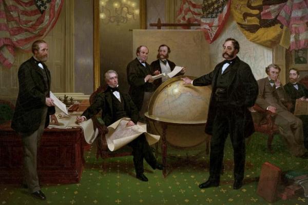 William Seward Painting with globe