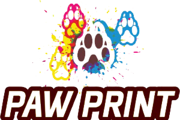 paw prints with colored backgrounds and Paw Print text below
