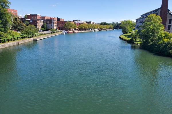 Image of the canal surrounded by Seneca Falls