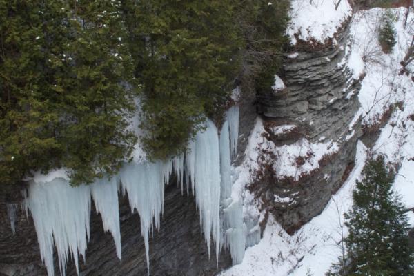 Huge icicles in the gorge called Watkins Glen
