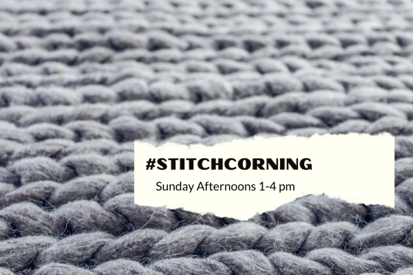 knitting fabric with #StitchCorning Sundays 1-4 pm