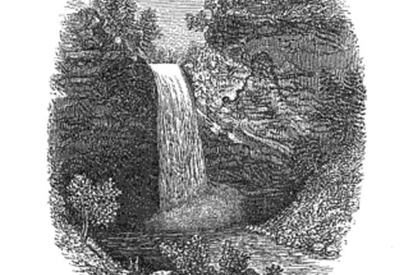 Drawing of Taughannock Falls from the 19th century 