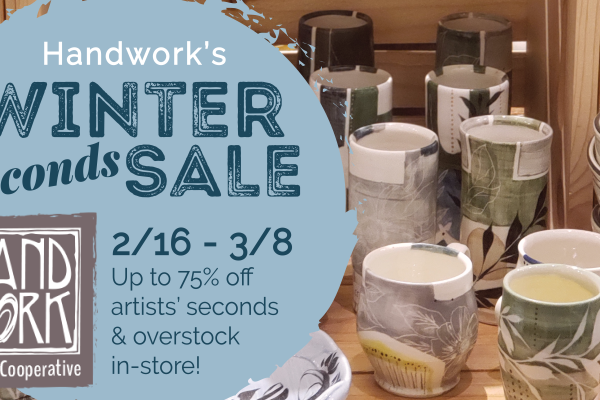 A collage of handmade pottery from Handwork's Winter Seconds Sale.