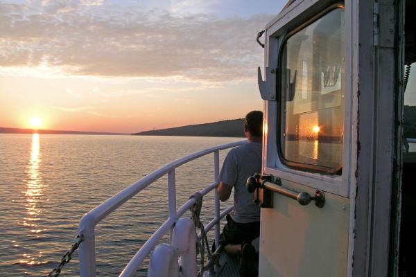 Sunset boat cruise on Cayuga Lake