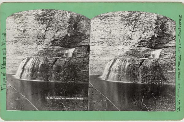 Stereograph of Pulpit Falls in Buttermilk Falls State Park