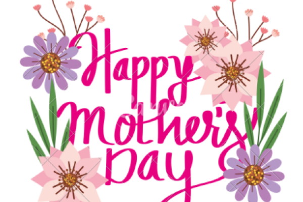 pink cursive happy mother's day text surrounded by purple and pink flowers