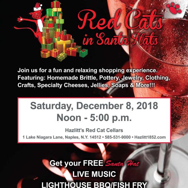 Red Cats in Santa Hats, Hazlitt's Red Cat Cellars, Saturday, December 8, 2018, 12:00 p.m. - 5:00 p.m.