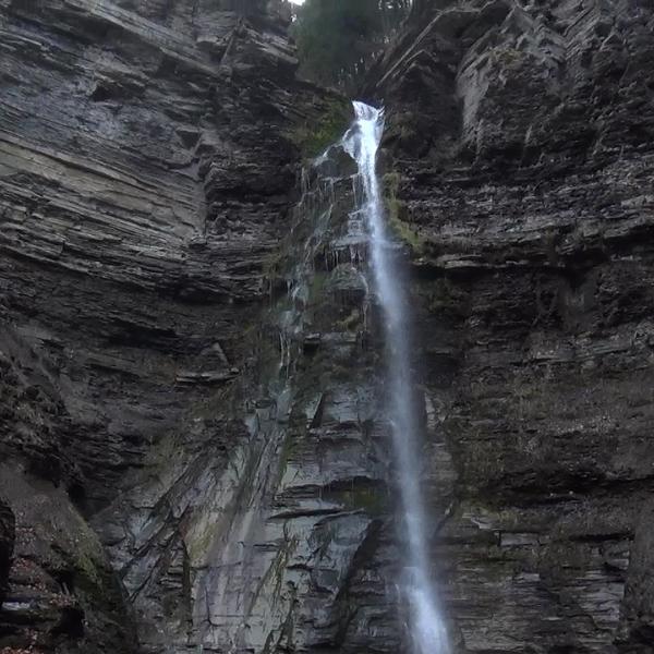 A hidden waterfall in a gorge on the side of Keuka Lake