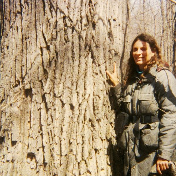 Becca Harber by 500-year-old white oak tree