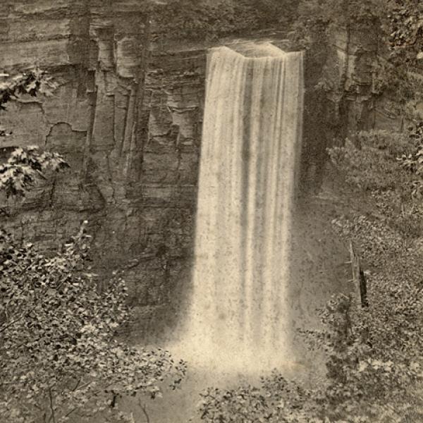 19th century view of Taughannock Falls from the overlook 