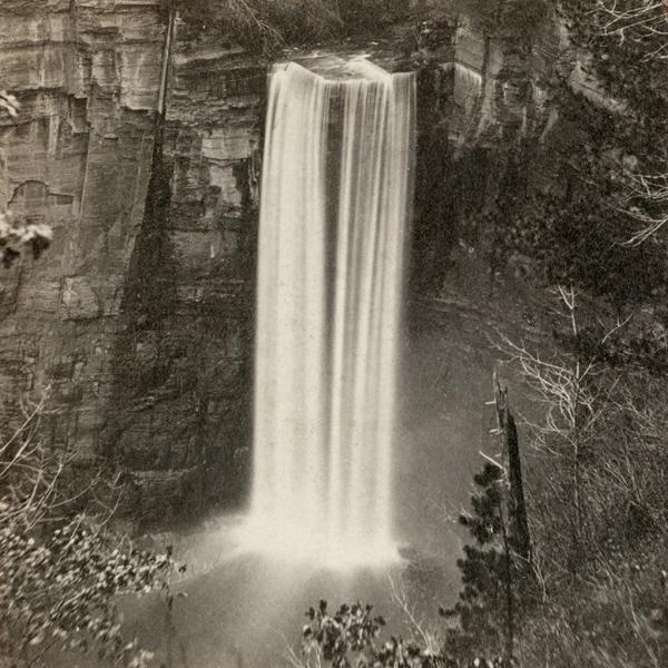 A view of Taughannock Falls in the 1800s, before it’s V-shaped lip fell off in a tremendous crash!