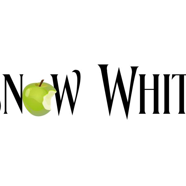 Snow White logo, with the 'o' replaced by a green apple with a bite taken out.